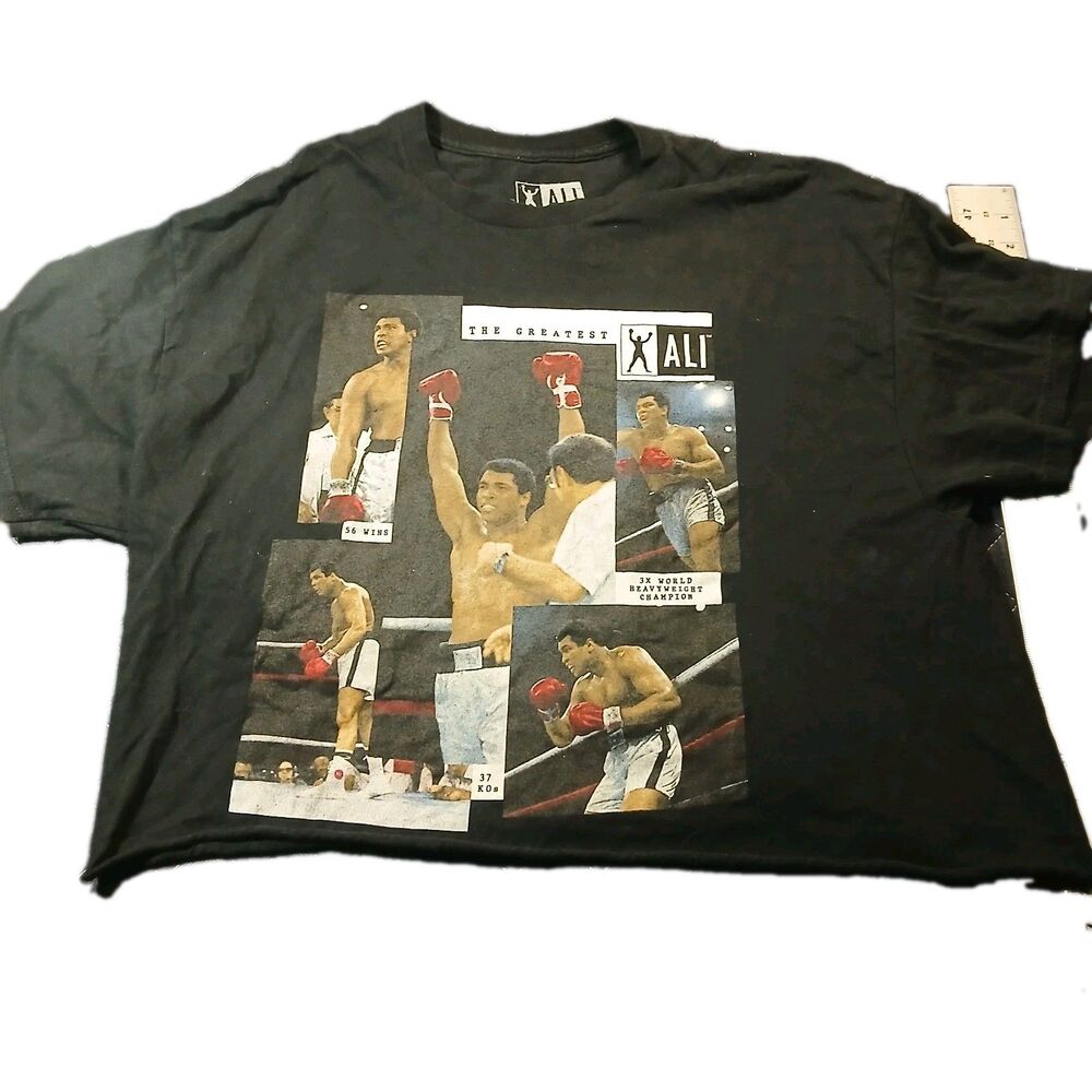 Ali Graphic Tshirt Crew Neck Cropped Short Sleeve Size L Greatest Boxer Boxing